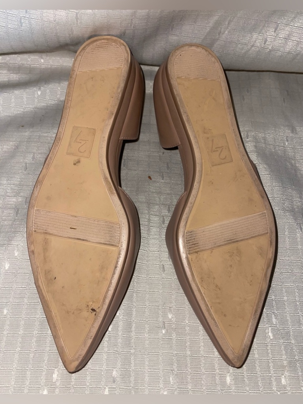 EUC 27 EDIT Blush Nude Leather Pointed-Toe Slip-On Flats - Picture 7 of 9